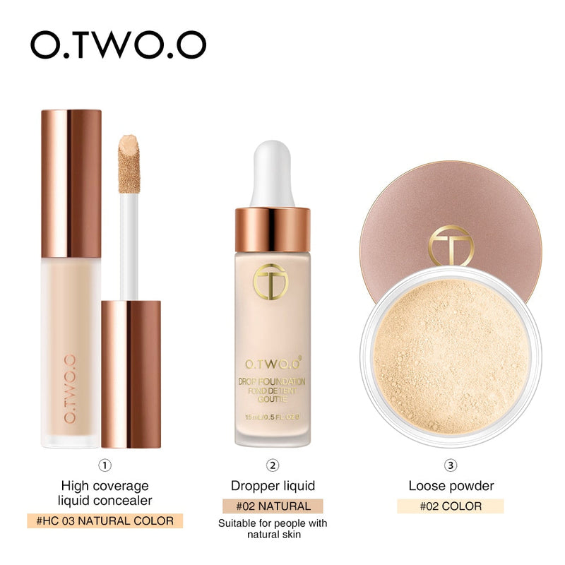 O.TWO.O Kit de maquillaje facial: corrector, base y polvos