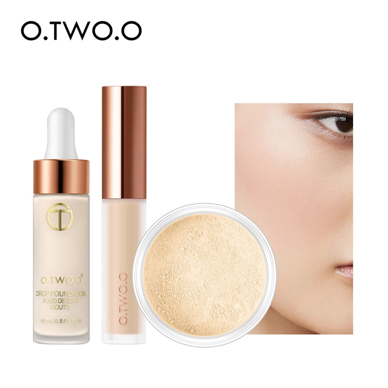 O.TWO.O Kit de maquillaje facial: corrector, base y polvos