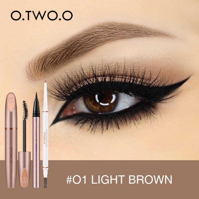 O.TWO.O Kit de maquillaje para ojos: rímel, rímel para cejas y delineador de ojos 