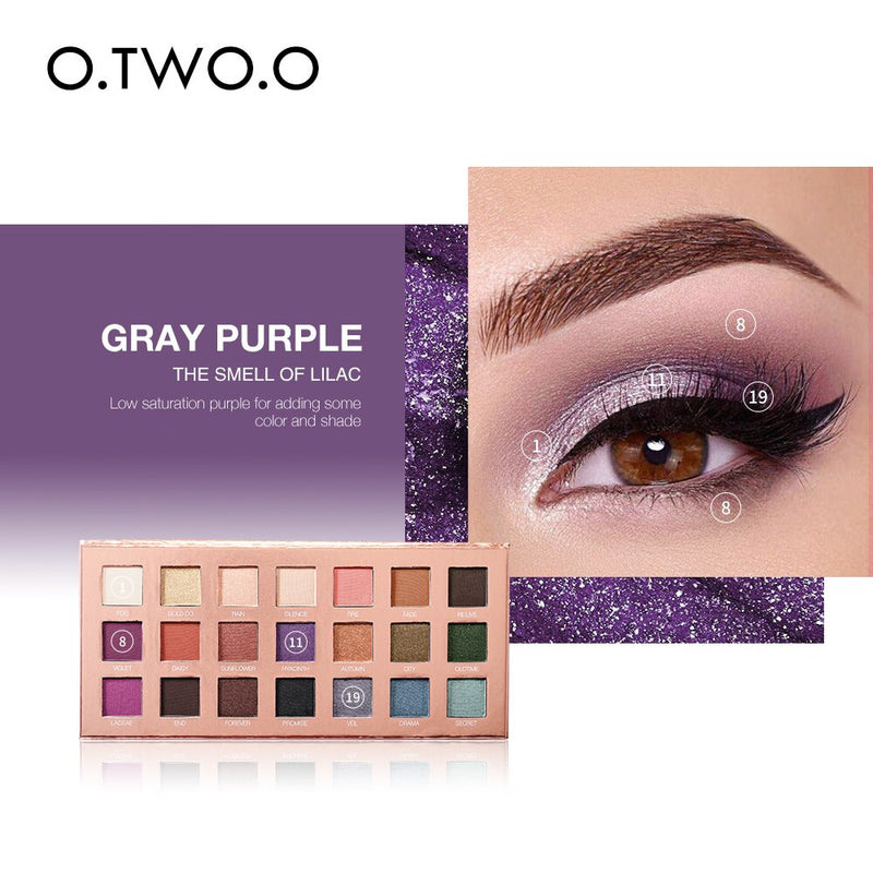 O.TWO.O Paleta de sombras de ojos con purpurina - 21 colores 