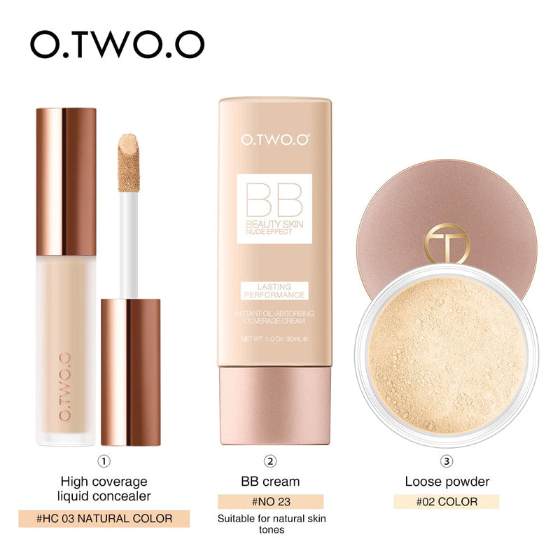 O.TWO.O Kit de maquillaje facial: corrector, crema BB y polvos 