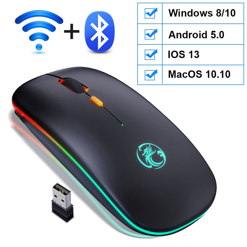 Ratón Bluetooth inalámbrico RGB recargable iMice 