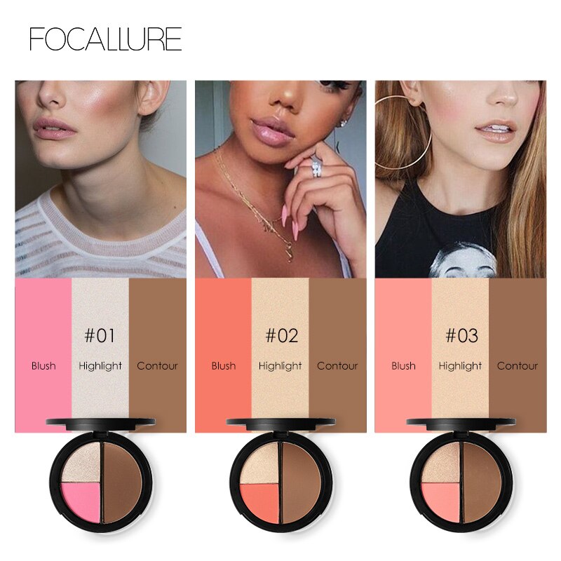 Paleta de contorno facial Focallure - Iluminador y Bronceador