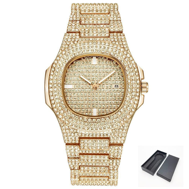 Reloj Unisex Chapado en Oro 18k con Piedras Circonitas - Envío Gratis