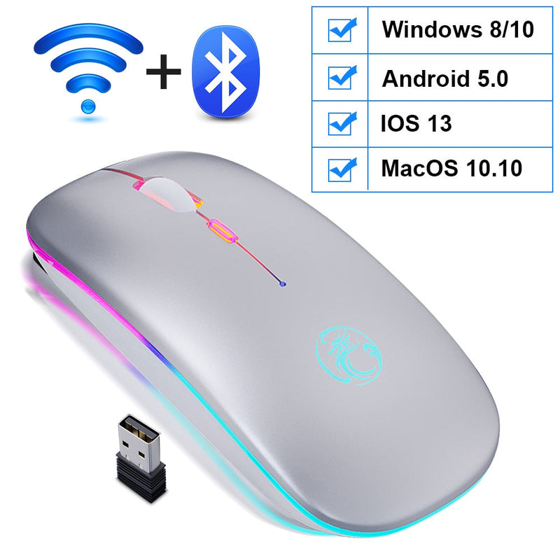 Ratón Bluetooth inalámbrico RGB recargable iMice 