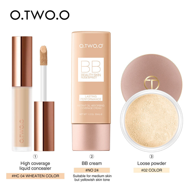 O.TWO.O Kit de maquillaje facial: corrector, crema BB y polvos 