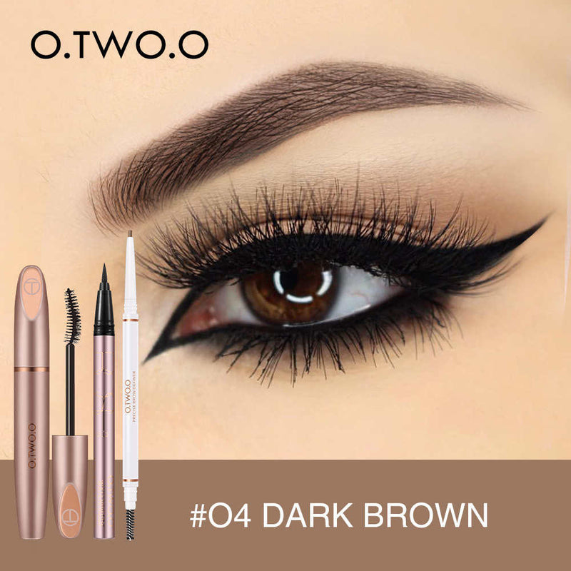 O.TWO.O Kit de maquillaje para ojos: rímel, rímel para cejas y delineador de ojos 