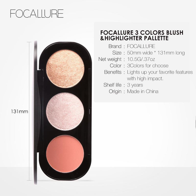 Paleta de iluminadores Focallure - 3 colores